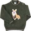Corgi Embroidered Button Detail Jumper, Green - Sweaters - 1 - thumbnail