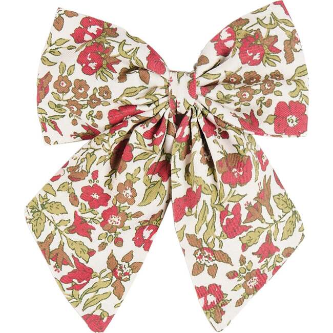 Daphne Floral Long Bow Hair Clip , Green