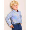 Denby Check Polo Collar Long Sleeve Shirt, Blue - Shirts - 3 - thumbnail