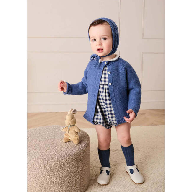 Draycott Check Peter Pan Collar Long Sleeve Romper, Blue - Rompers - 5