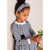 Draycott Check Long Sleeve Velvet Bow Dress, Blue - Dresses - 5