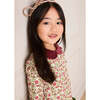 Daphne Floral Long Sleeve Velvet Collar Dress, Burgundy - Dresses - 5