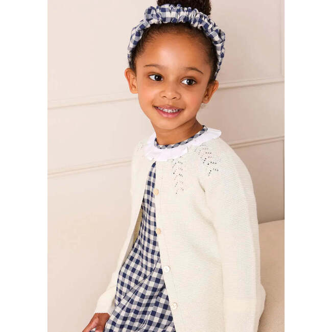 Draycott Check Long Sleeve Velvet Bow Dress, Blue - Dresses - 6