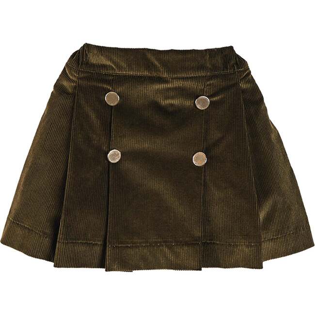 Corduroy Button Detail Skirt, Green