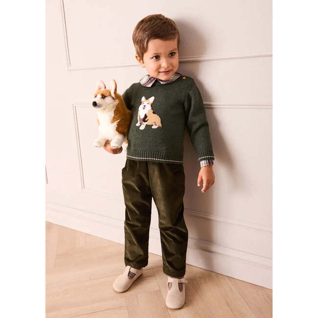 Corduroy Chino Trousers, Green - Pants - 2