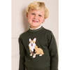 Corgi Embroidered Button Detail Jumper, Green - Sweaters - 4