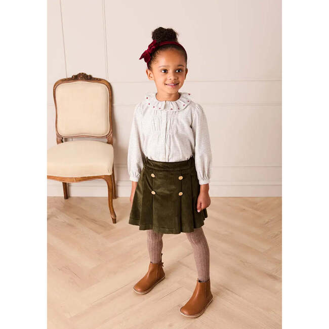 Corduroy Button Detail Skirt, Green - Skirts - 3