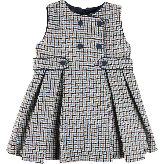Clermont Houndstooth Jacquard Pinafore Dress, Blue