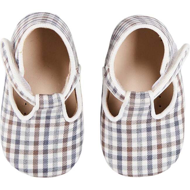 Cadogan Houndstooth T-Bar Pram Shoes, Brown