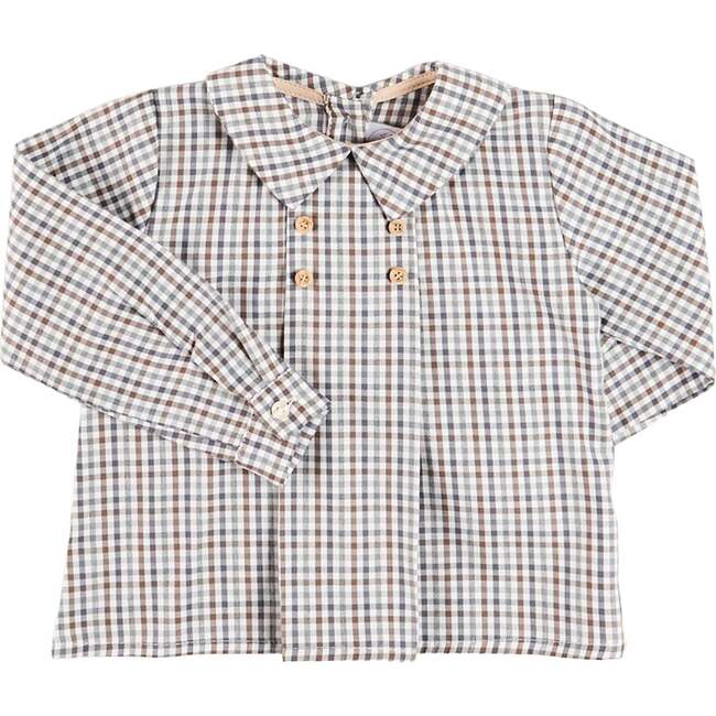 Cadogan Houndstooth Long Sleeve Shirt, Beige