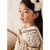 Cora Floral Mariner Collar Velvet Trim Dress, Toffee - Dresses - 4