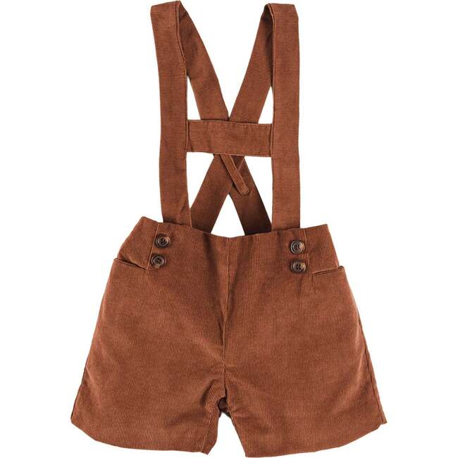 Button Detail Shorts with Braces, Brown