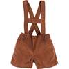 Button Detail Shorts with Braces, Brown - Shorts - 1 - thumbnail