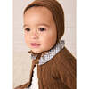 Cadogan Houndstooth Collar Long Sleeve Bodysuit, Brown - Onesies - 3