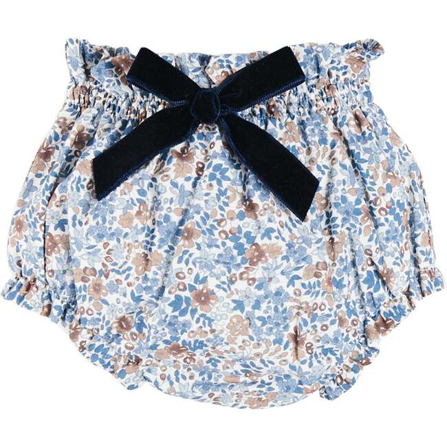 Beatrice Floral Velvet Bow Detail Bloomers, Navy