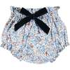 Beatrice Floral Velvet Bow Detail Bloomers, Navy - Bloomers - 1 - thumbnail