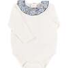Beatrice Floral Ruffle Collar Long Sleeve Bodysuit, White - Onesies - 1 - thumbnail