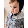 Beatrice Floral Hand Smocked Double Breasted Romper, Blue - Rompers - 3
