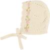 Alpaca Wool Floral Embroidered Bonnet, Cream - Winter Hats - 1 - thumbnail