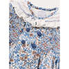 Beatrice Floral Hand Smocked Double Breasted Romper, Blue - Rompers - 5