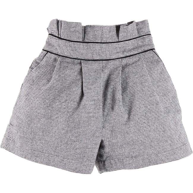 Alderney Check Ruffle Detail Shorts, Black
