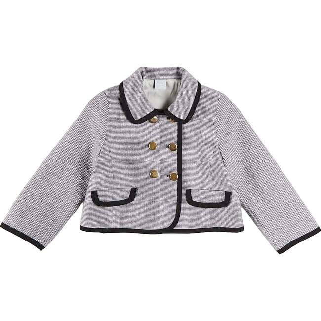 Alderney Check Double Breasted Gold Button Jacket, Black