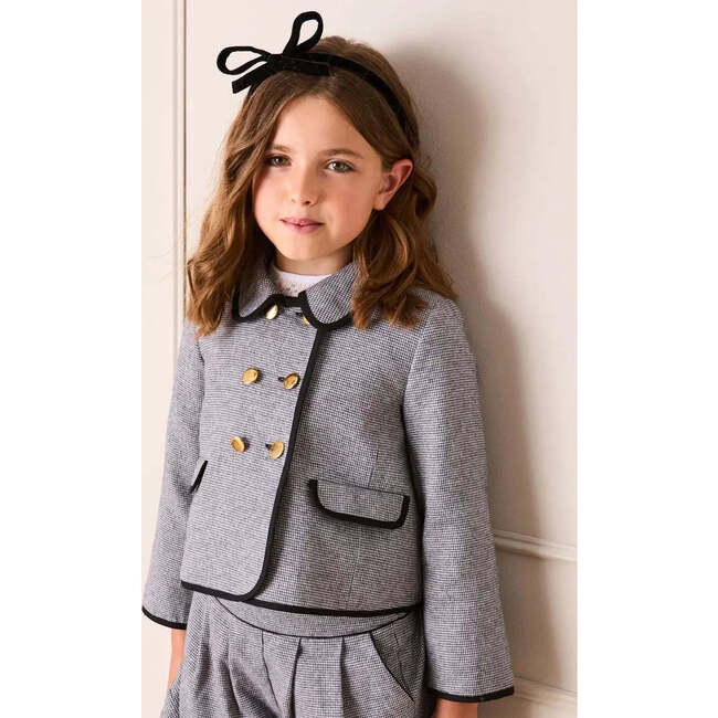 Alderney Check Double Breasted Gold Button Jacket, Black - Coats - 2