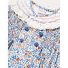 Beatrice Floral Hand Smocked Double Breasted Long Sleeve Dress, Blue - Dresses - 4
