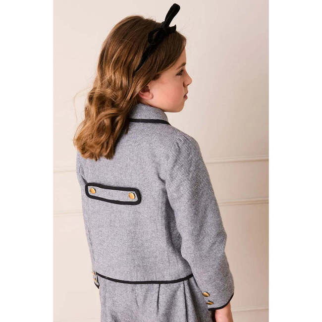 Alderney Check Double Breasted Gold Button Jacket, Black - Coats - 4