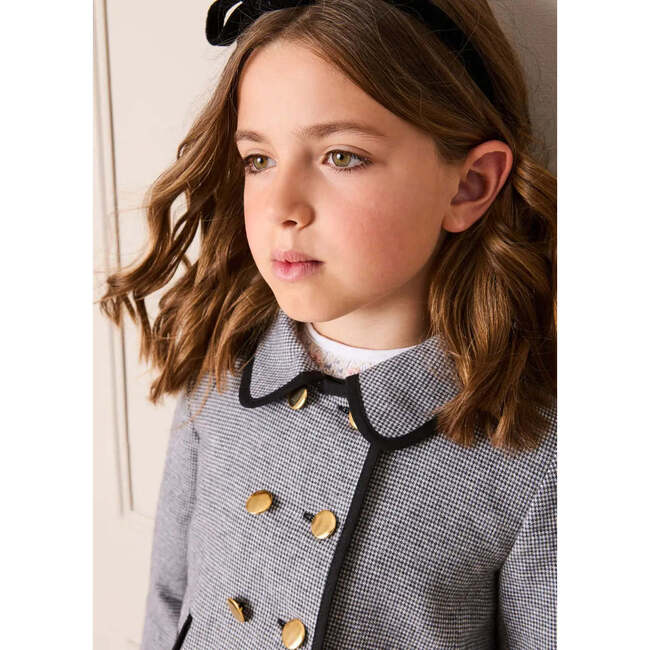 Alderney Check Double Breasted Gold Button Jacket, Black - Coats - 5