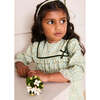 Adelaide Floral Velvet Bow Long Sleeve Trapeze Dress, Green - Dresses - 3