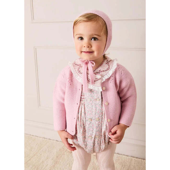 Adelaide Floral Hand Smocked Hand Smocked Romper, Pink - Rompers - 3
