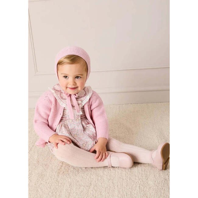 Adelaide Floral Hand Smocked Hand Smocked Romper, Pink - Rompers - 4