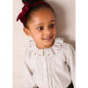 Ambrose Check Floral Embroidered Long Sleeve Blouse, Cream - Blouses - 4