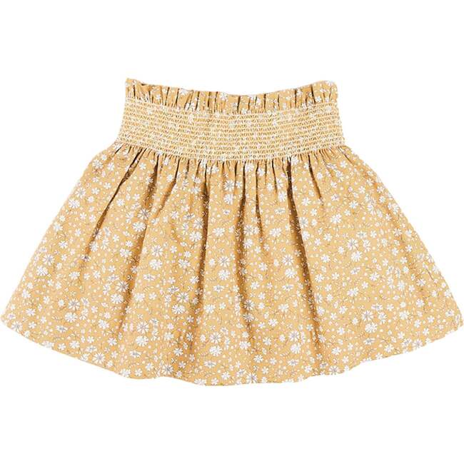 Abigail Check Smocked Waist Skirt, Mustard