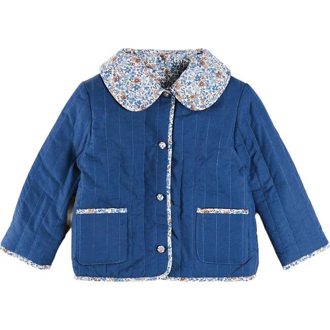 Beatrice Floral Reversible Quilted Jacket, Blue - Coats - 6