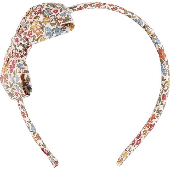 Marianne Floral Medium Bow Headband , Rust Made with Liberty Fabric