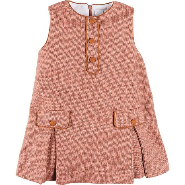 Palmer Houndstooth Pinafore Dress, Rust