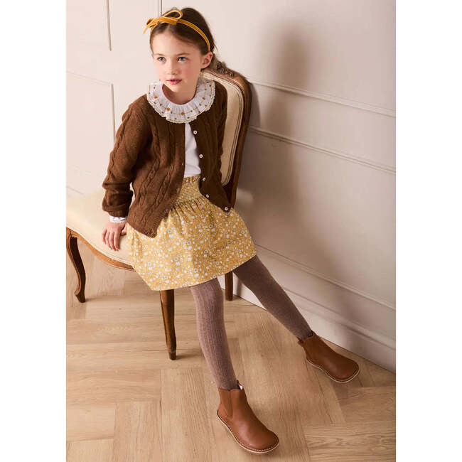 Abigail Check Smocked Waist Skirt, Mustard - Skirts - 4