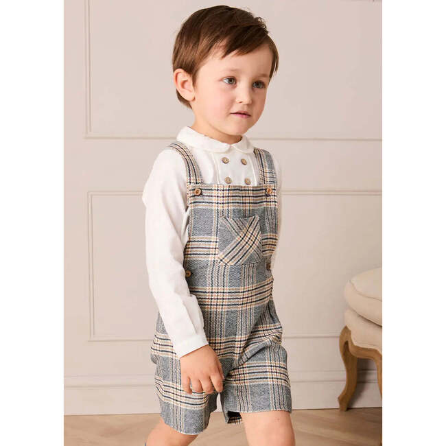 Walcott Check Short Dungarees, Blue - Pants - 2