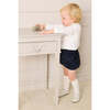 Peter Pan Collar Velvet Button Detail Two Piece Set, Navy - Mixed Apparel Set - 3