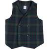 Kinnerton Tartan Double Breasted Waist Coat Vest, Green - Coats - 1 - thumbnail