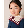 Mariner Collar Jacquard Boat Embroidered Detail Cardigan, Navy - Cardigans - 5