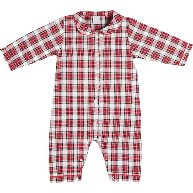 Francis Tartan Long Sleeve Footie Pajamas, Red