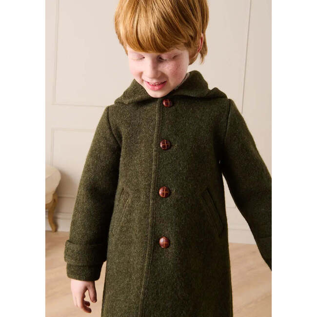 Double Faced Wool Toggle Fastening Duffle Coat, Green - Coats - 3