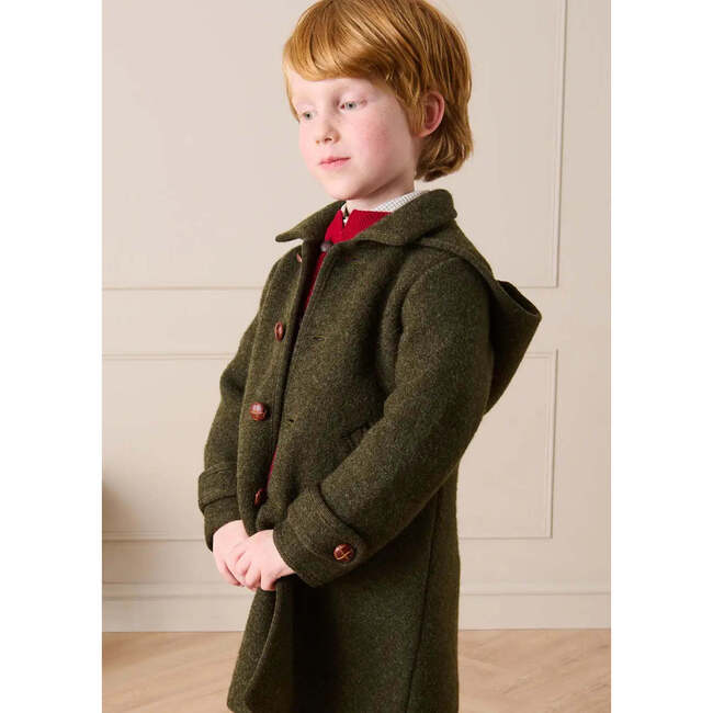 Double Faced Wool Toggle Fastening Duffle Coat, Green - Coats - 5
