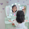 Teamson Kids Heart Glow Wooden Vanity Set with LED Lights Mirror & Stool, Sage Green - Play Vanities - 5