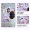 Teamson Kids Heart Glow Wooden Vanity Set with LED Lights Mirror & Stool, Light Purple - Play Vanities - 3