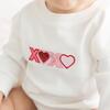 XOXO Sequin Patch Valentine's Day Long Sleeve Romper, White - Rompers - 3 - thumbnail