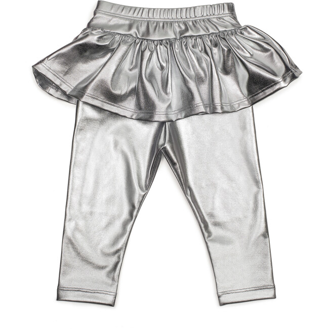 Silver Skirted Legging, Silver - Pants - 1